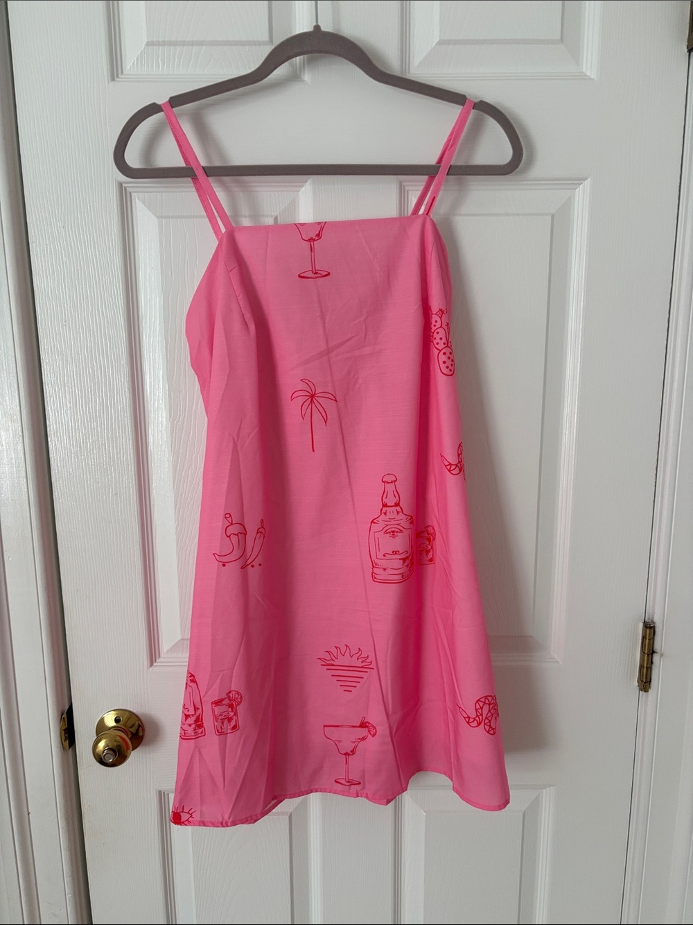 Hot Pink Sundress with Tropical Print
